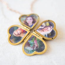 Load image into Gallery viewer, Heart Shaped Four Layer Photo Box Pendant Necklace Gold
