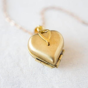 Heart Shaped Four Layer Photo Box Pendant Necklace Gold