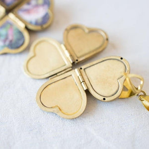 Heart Shaped Four Layer Photo Box Pendant Necklace Gold