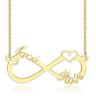 Infinity Two Name Necklace in Gold Plated