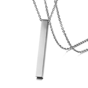 Long Bar Vertical Necklace Silver