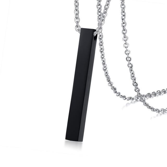 Long Bar Vertical Necklace Black