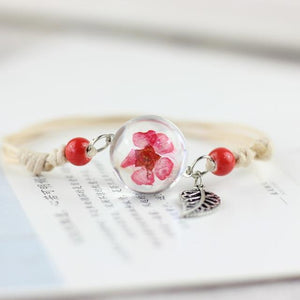 Hand-made Dried Flower Charm Bracelet