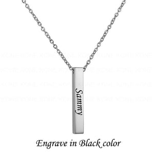 Custom Name Date Bar Necklace Silver