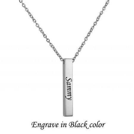 Custom Name Date Bar Necklace Silver