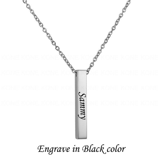 Custom Name Date Bar Necklace Silver