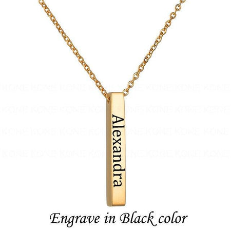 Custom Name Date Bar Necklace Gold