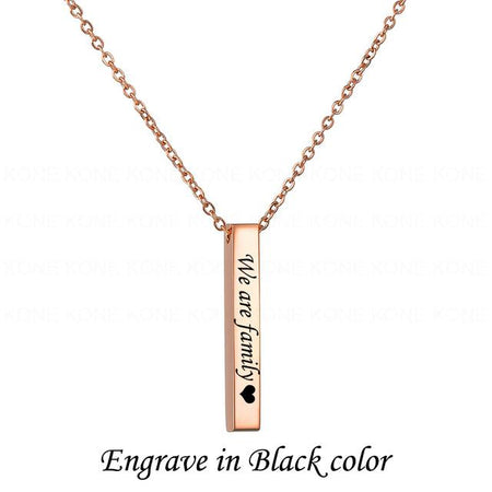 Custom Name Date Bar Necklace Rose Gold