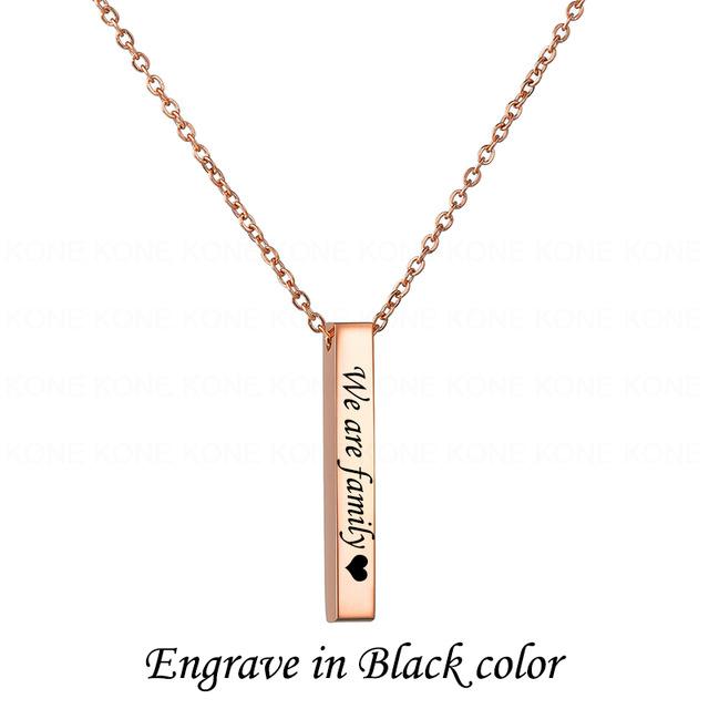 Custom Name Date Bar Necklace Rose Gold