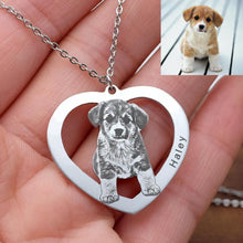 Load image into Gallery viewer, Custom Pet Photo Text Heart Shaped Pendant Necklace
