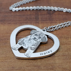 Custom Pet Photo Text Heart Shaped Pendant Necklace