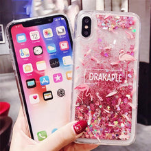 Load image into Gallery viewer, Quicksand holster for iPhone X 7 for iPhone 6 6s Plus XR XS Max 11PRO Flamingo phone case Bling Dynamic Love Hearts back cover
