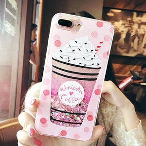 Quicksand holster for iPhone X 7 for iPhone 6 6s Plus XR XS Max 11PRO Flamingo phone case Bling Dynamic Love Hearts back cover