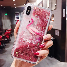 Load image into Gallery viewer, Quicksand holster for iPhone X 7 for iPhone 6 6s Plus XR XS Max 11PRO Flamingo phone case Bling Dynamic Love Hearts back cover
