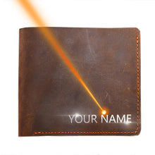 Load image into Gallery viewer, Personalized Name Engraving Mens Leather Wallet
