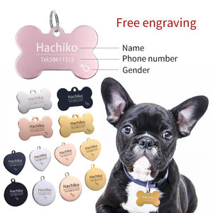 Stainless Steel Pet Dog Collar Accessories Customized Dog Cat Id Tag Name Telephone Free Engraving