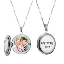 Load image into Gallery viewer, Custom photo Text Round shaped necklace Silver
