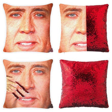 Load image into Gallery viewer, Fashion Shining Trump Cushion Reversible Color Changing Pillow Case Magical Nicolas Cage Cushion Cover with Sequins Pillow Cover
