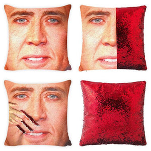 Fashion Shining Trump Cushion Reversible Color Changing Pillow Case Magical Nicolas Cage Cushion Cover with Sequins Pillow Cover