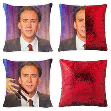 Load image into Gallery viewer, Fashion Shining Trump Cushion Reversible Color Changing Pillow Case Magical Nicolas Cage Cushion Cover with Sequins Pillow Cover
