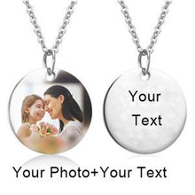 Load image into Gallery viewer, Customized Photo Text Round Necklace Silver
