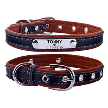 Load image into Gallery viewer, AiruiDog Adjustable Personalized Dog Collar Leather Puppy ID Name Custom Engraved XS-L
