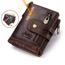 Load image into Gallery viewer, Customized Name Engraving Genuine Leather Bifold Wallet
