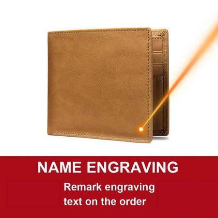 Personalized Name Engraving Leather Short Wallet