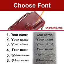 Load image into Gallery viewer, Custom Name Engraving, Leather Wallet For Women
