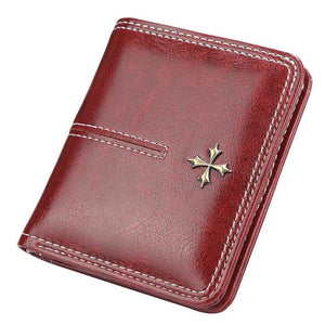 Custom Name Engraving Leather Short Wallet