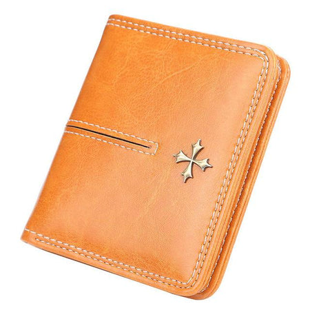Custom Name Engraving Leather Short Wallet