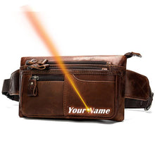 Load image into Gallery viewer, Custom Name Engraving  Leather Waist Bag For Men
