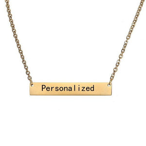 Personalized Bar Pendant Necklace Gold