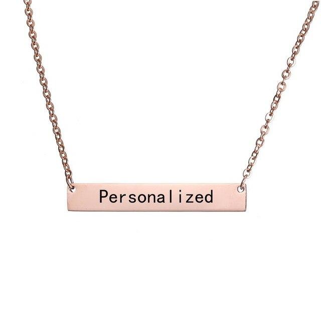 Personalized Bar Pendant Necklace Rose Gold