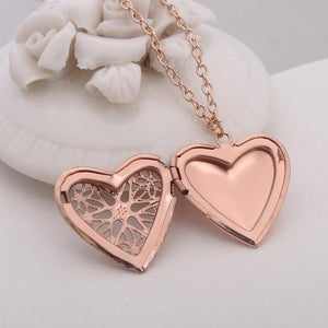 Engraved Custom Photo Heart Shaped Pendant Necklace Rose Gold