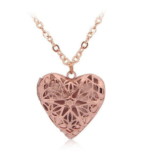 Engraved Custom Photo Heart Shaped Pendant Necklace Rose Gold