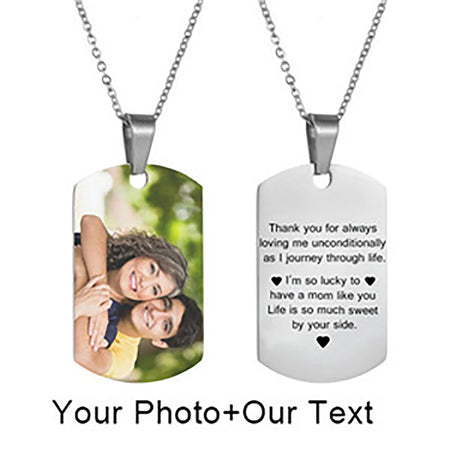 Stainless Steel Custom Photo Necklace Silver