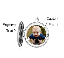 Load image into Gallery viewer, Custom photo Text Round shaped necklace Silver
